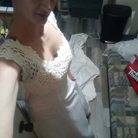 David's Bridal wedding gown with veil - Picture 8 of 11